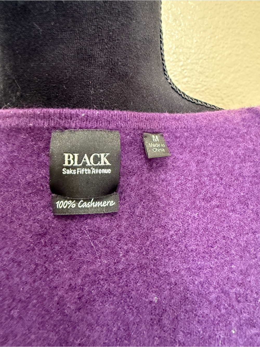 Saks Fifth Avenue BLACK 100% Cashmere Purple Waterfall Cardigan Quiet Luxury - Picture 7 of 7